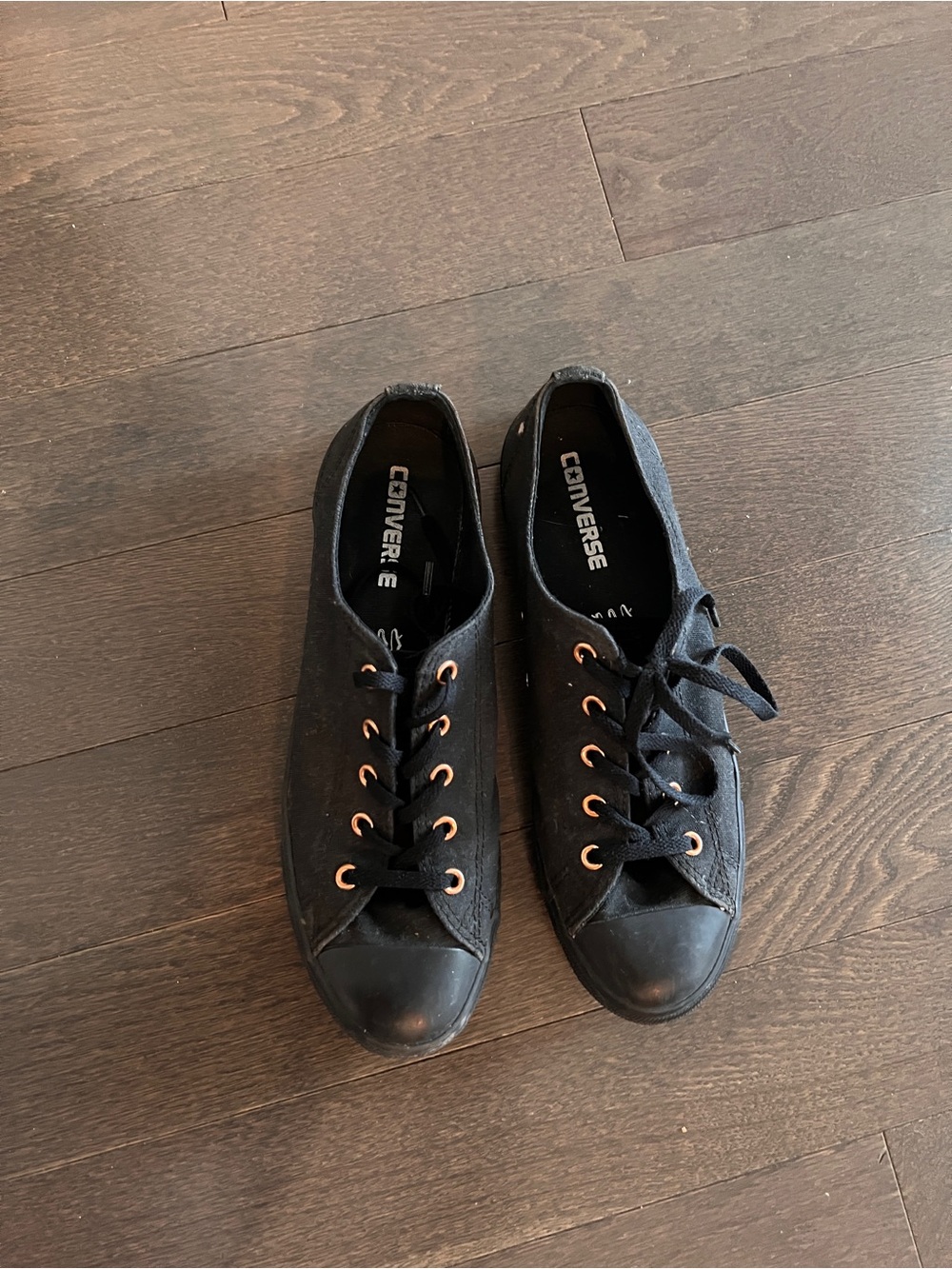 Converse Black Canvas Low-Top Sneakers with Copper Eyelets
